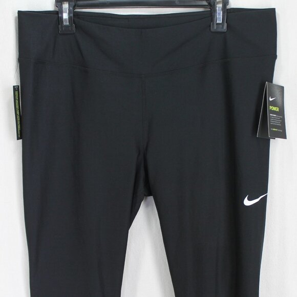 Nike Dri Fit Capri Pants Womens Size XXL Solid Black Pull On Waist NEW - Picture 2 of 5